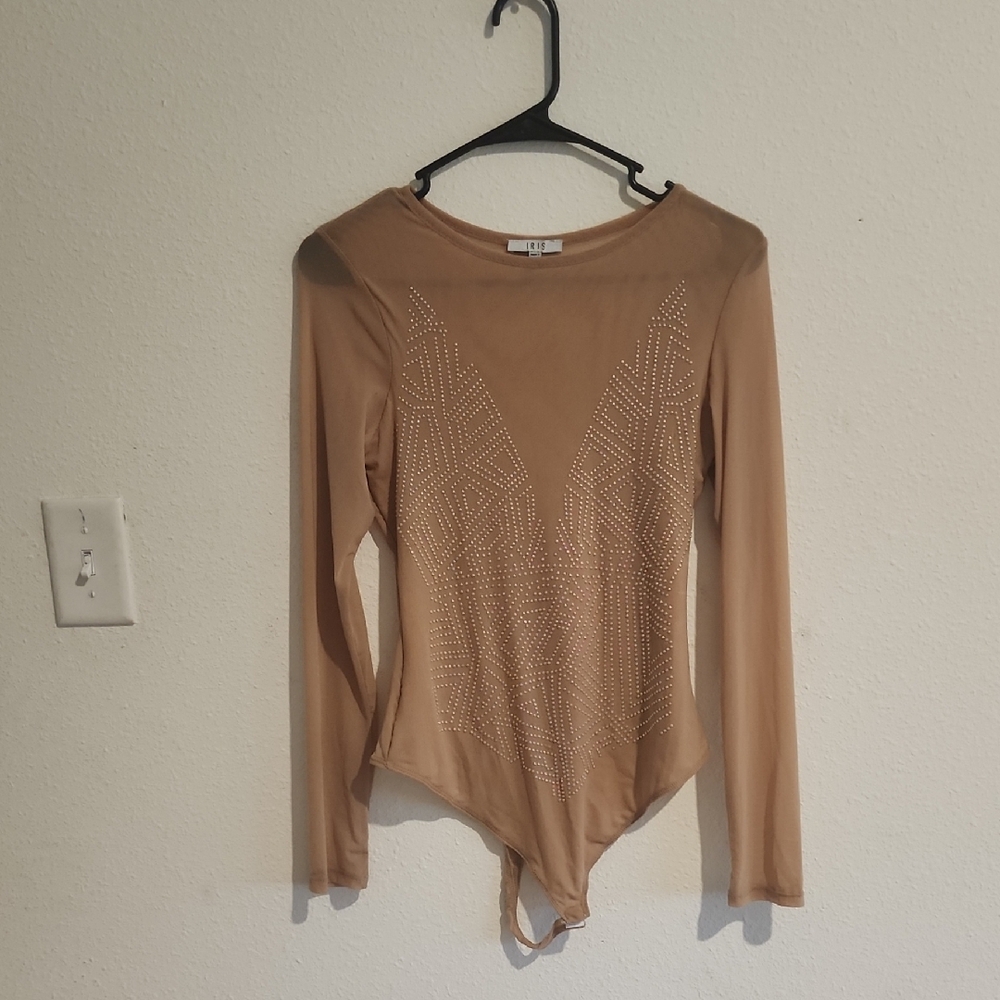 Elegant Tan Long Sleeve Bodysuit